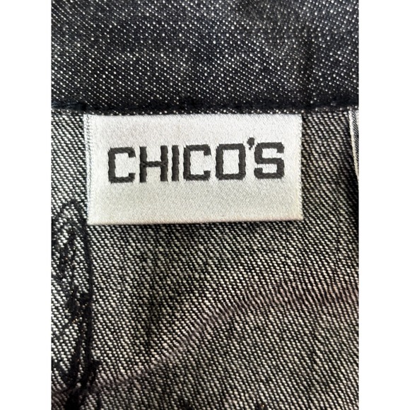 Vintage Chico's Embroidered Denim Jacket M Copper Beaded Y2K Boho Western - Picture 11 of 11